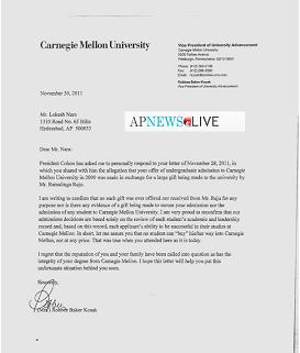 Exclusive: Lokesh or nobody paid no donation – Carnegie Mellon