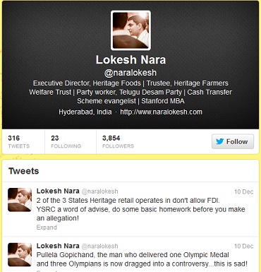 Lokesh takes on Jagan on twitter